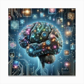 Brain On A Circuit Board Canvas Print