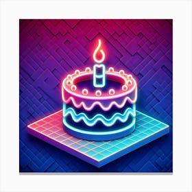 Neon Birthday Cake 1 Canvas Print