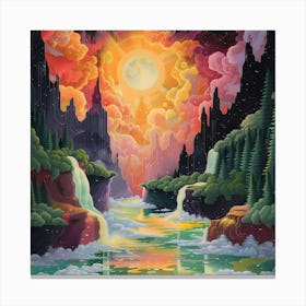 Colorful Sunrise, Pop Surrealism, Lowbrow Canvas Print