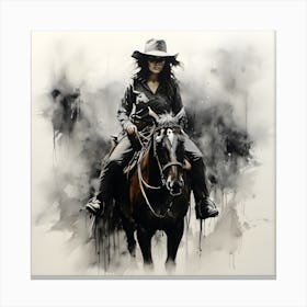 Cowgirl On Horseback 1 Canvas Print