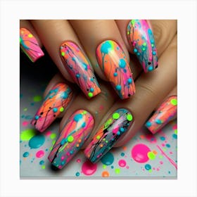 Neon Nail Art Canvas Print