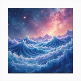 Galactic Waves In Watercolor With Ethereal Colors 1 Canvas Print