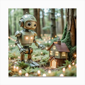 Robot In The Forest Canvas Print