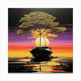 Tree At Sunset Canvas Print