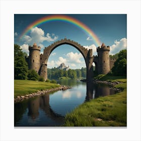 Rainbow Over Castle Canvas Print