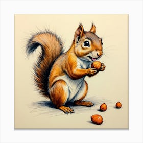 Squirrel Drawing 9 Canvas Print