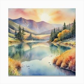 Sunset In The Mountains Painting Canvas Print