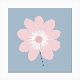 A White And Pink Flower In Minimalist Style Square Composition 411 Canvas Print