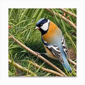 Bird Natural Wild Wildlife Tit Sparrows Sparrow Blue Red Yellow Orange Brown Wing Wings (77) Canvas Print