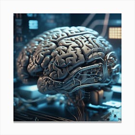 Brain On Computer Canvas Print