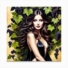 Beautiful Woman With Grapes 2 Canvas Print