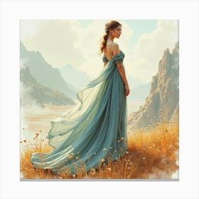 Elegant Lord With Watercolor Dreamlike Landscape 1 Canvas Print