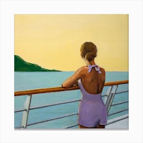 Woman Enjoying Cruise Sunset  Canvas Print