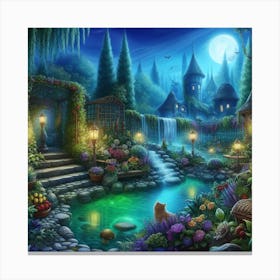 Fairy Garden At Night Canvas Print