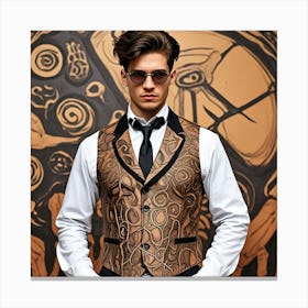 Steampunk Men's Driving Attire Cubism Style Canvas Print