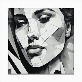 Abstract Portrait Of A Woman Black And White Abstract Art Canvas Print