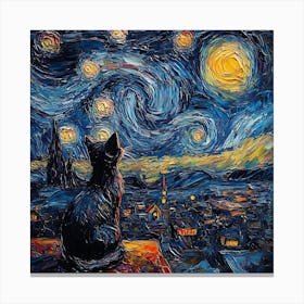 Starry Night Cat 3 Leinwandbild