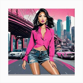 Asian Girl In Pink Canvas Print