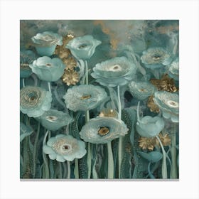 Klimts Would Love These Flowers Light Blue (1) 1 Canvas Print