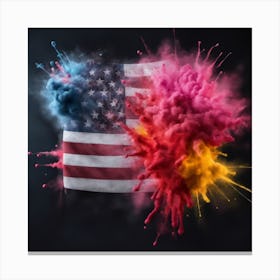 American Flag With Colored Powder Canvas Print