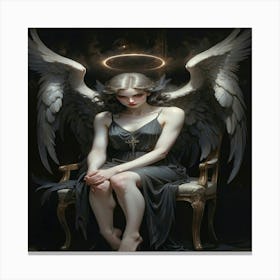 Default Female Archangel Dark Aquarell Background Heaven Elega 3 Canvas Print