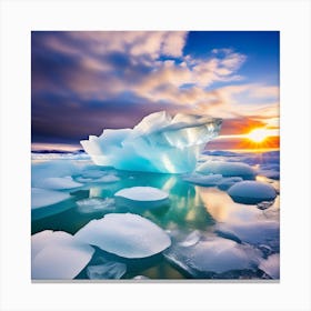 Iceberg At Sunset 6 Canvas Print