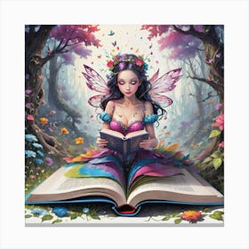 Fairy Reading A Book Canvas Print