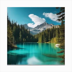 Blue Lake In The Mountains 3 Canvas Print