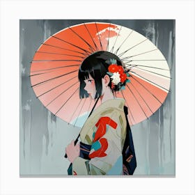 Japanese girl with umbrella 5 Canvas Print