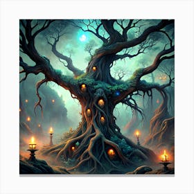 Ancient Tree With Lanterns 5 Canvas Print