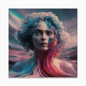 Woman With Colorful Hair Canvas Print