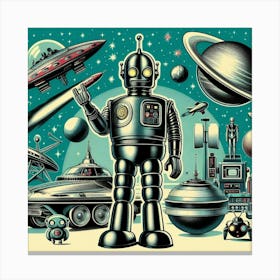 Robots In Space Canvas Print