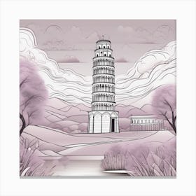 Leaning Tower Of Pisa Minimalistic Style Canvas Print