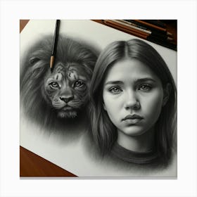 Girl And A Lion Canvas Print