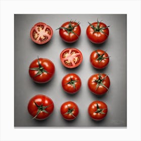 Tomatoes On A Grey Background Canvas Print