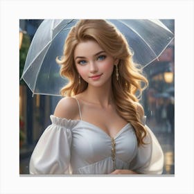 Beautiful Girl In The Rain 2 Canvas Print