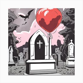 Red Balloon In Cemetery Canvas Print
