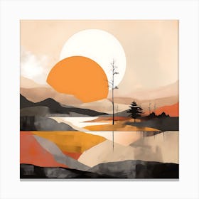 Abstract Landscape Painting Warm Neutral Tones Canvas Print
