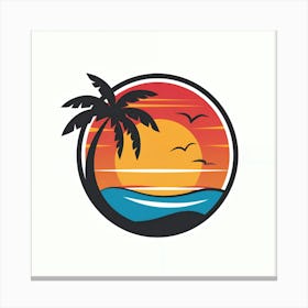 Sunset With Palm Tree Canvas Print