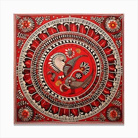 Red And Black Painting Madhubani Painting Indian Traditional Style Canvas Print