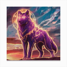 Purple Animal Wolf Spirit Sunset Spac Moon Be Canvas Print