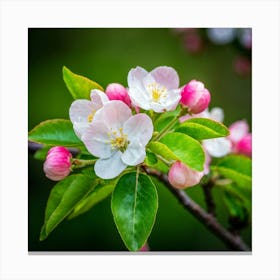 Blooming Pear Tree In Spring Close Shot Showcasing The Intricate Arrangement Of Small Blush Toned B (1) 2 Canvas Print