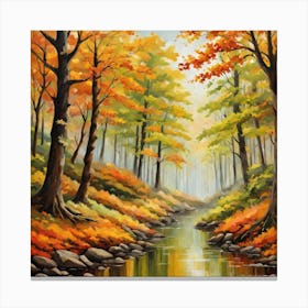 Forest In Autumn In Minimalist Style Square Composition 117 Canvas Print