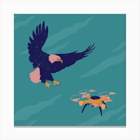 Eagle Vs Drone Illustration Satire Canvas Print
