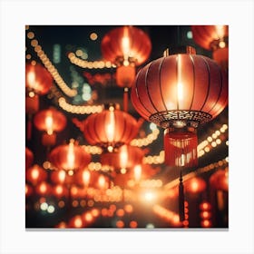 Chinese Lanterns At Night Canvas Print