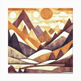 Firefly An Illustration Of A Beautiful Majestic Cinematic Tranquil Mountain Landscape In Neutral Col (75) Canvas Print