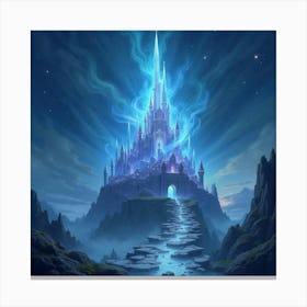 Crystal Castle Surrounded By Swirling Magical Energies In A Starry Sky 1 Canvas Print