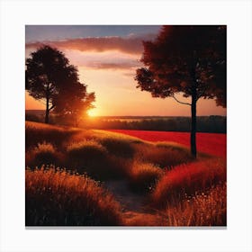 Sunset In A Field 4 Canvas Print