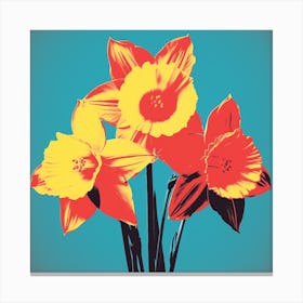 Andy Warhol Style Pop Art Flowers Daffodil 2 Square Canvas Print