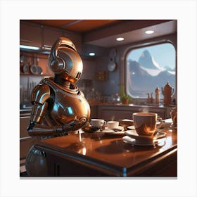 Robot In The Kitchen 1 Canvas Print